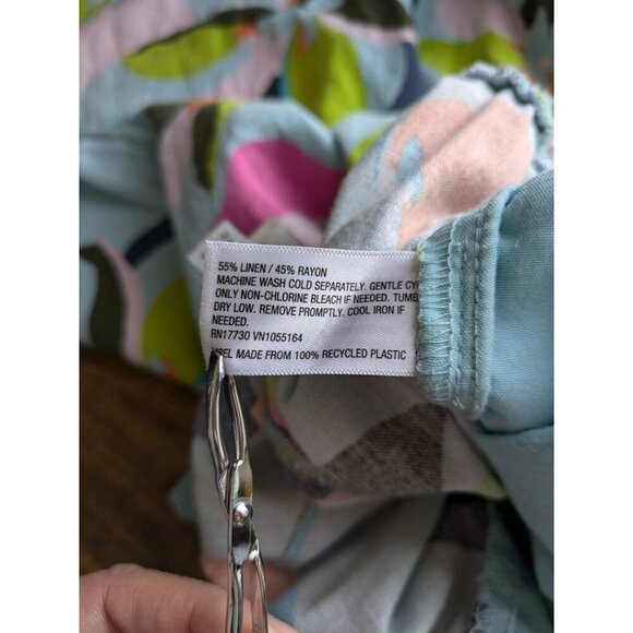 A New Day Wide Leg Linen Pants Small Blue Floral Tropical Beach Resort Cruise - Picture 6 of 7